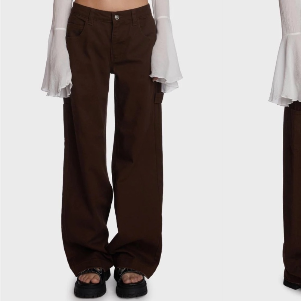 Dolls kill brown So Misunderstood Twill Carpenter Pants